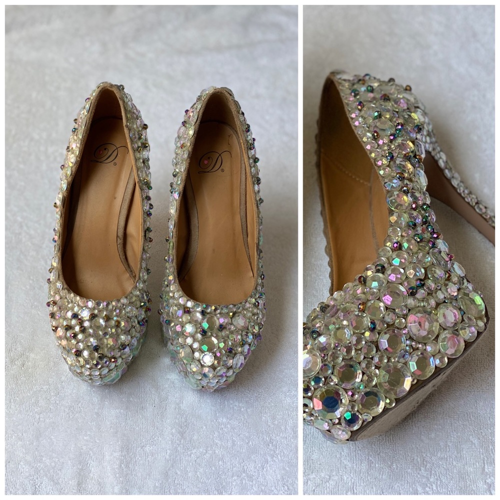 Beaded handmade  Crystal Handmade Heel Pumps